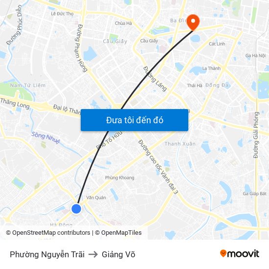 Phường Nguyễn Trãi to Giảng Võ map