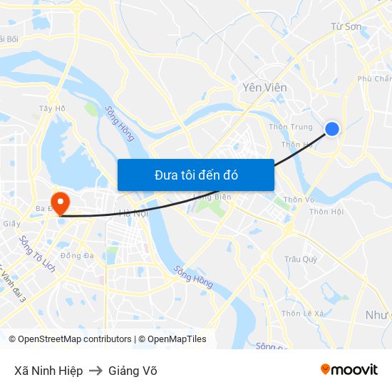 Xã Ninh Hiệp to Giảng Võ map