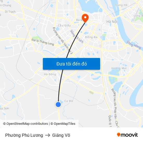 Phường Phú Lương to Giảng Võ map