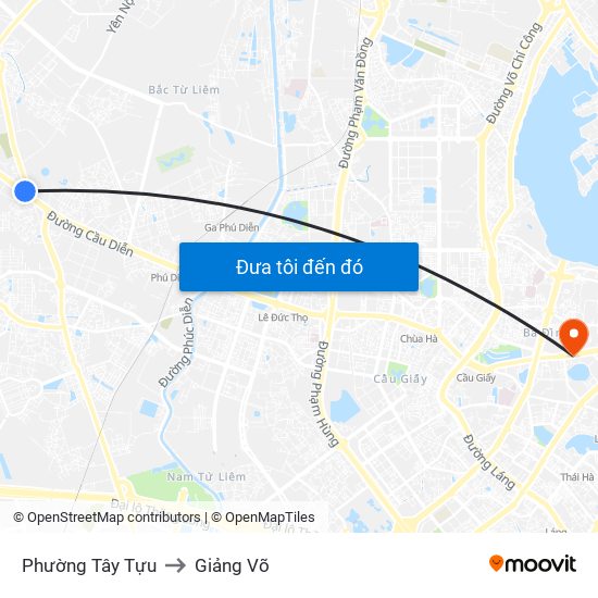 Phường Tây Tựu to Giảng Võ map