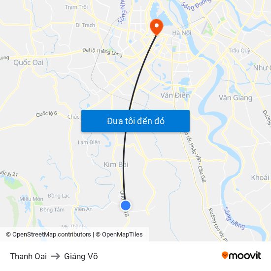 Thanh Oai to Giảng Võ map