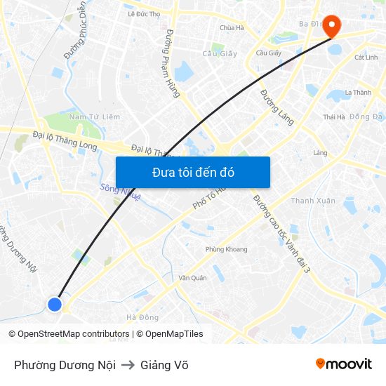 Phường Dương Nội to Giảng Võ map