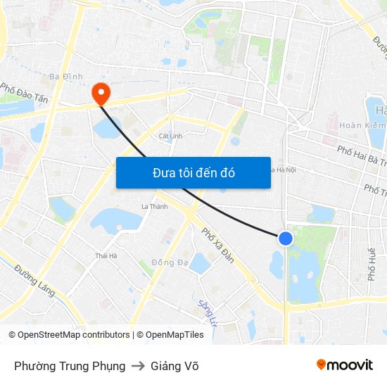 Phường Trung Phụng to Giảng Võ map