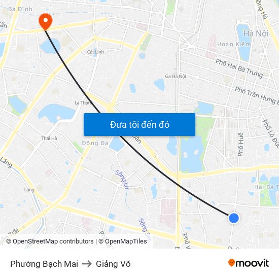 Phường Bạch Mai to Giảng Võ map