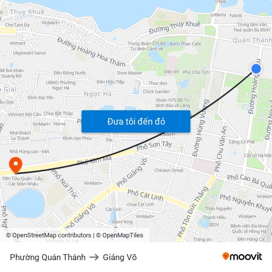 Phường Quán Thánh to Giảng Võ map