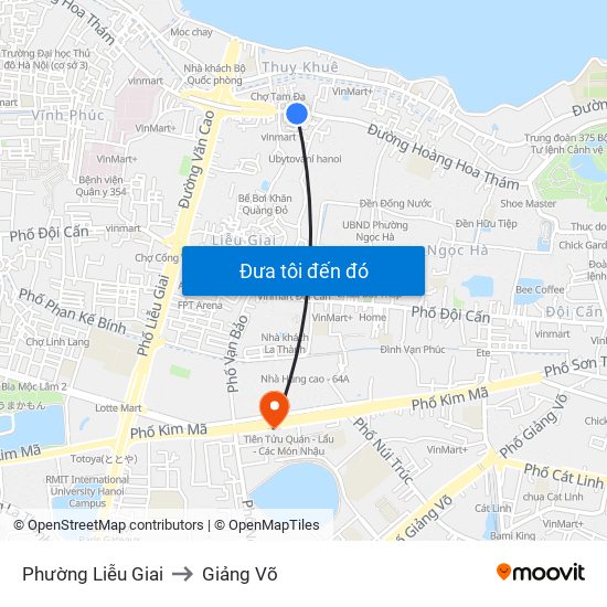 Phường Liễu Giai to Giảng Võ map