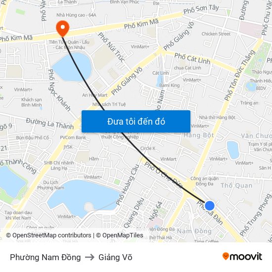 Phường Nam Đồng to Giảng Võ map