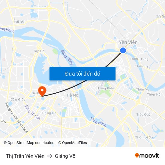 Thị Trấn Yên Viên to Giảng Võ map