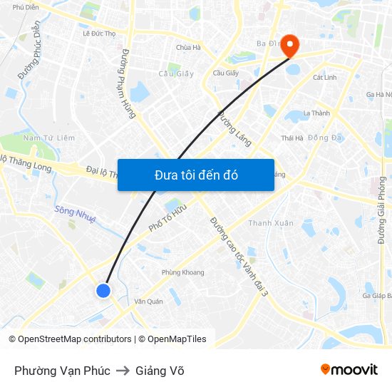 Phường Vạn Phúc to Giảng Võ map