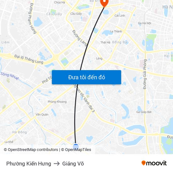 Phường Kiến Hưng to Giảng Võ map