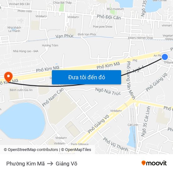 Phường Kim Mã to Giảng Võ map