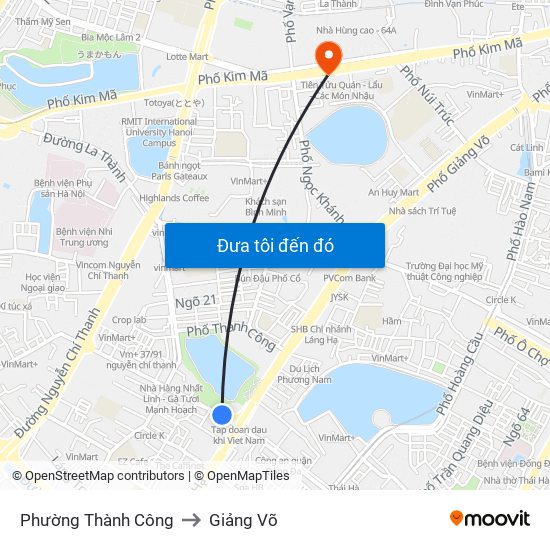 Phường Thành Công to Giảng Võ map