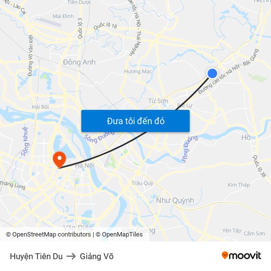 Huyện Tiên Du to Giảng Võ map