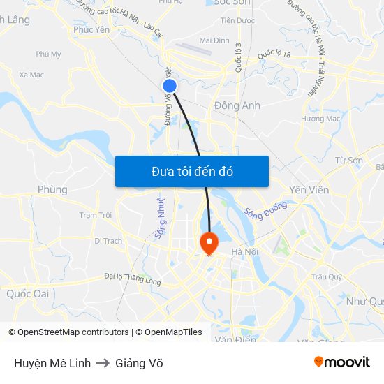 Huyện Mê Linh to Giảng Võ map