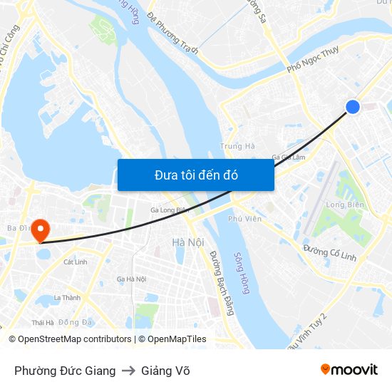 Phường Đức Giang to Giảng Võ map