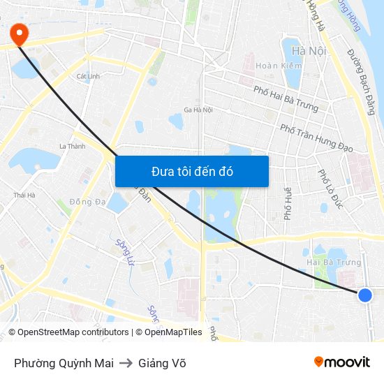 Phường Quỳnh Mai to Giảng Võ map