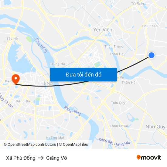 Xã Phù Đổng to Giảng Võ map