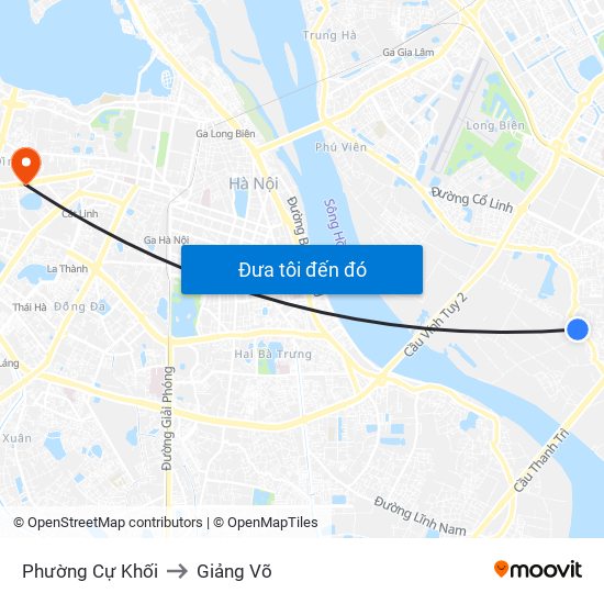 Phường Cự Khối to Giảng Võ map