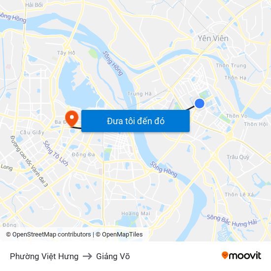 Phường Việt Hưng to Giảng Võ map