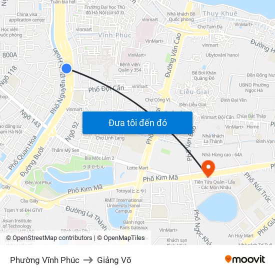 Phường Vĩnh Phúc to Giảng Võ map