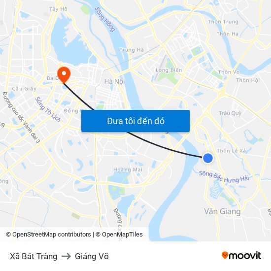 Xã Bát Tràng to Giảng Võ map