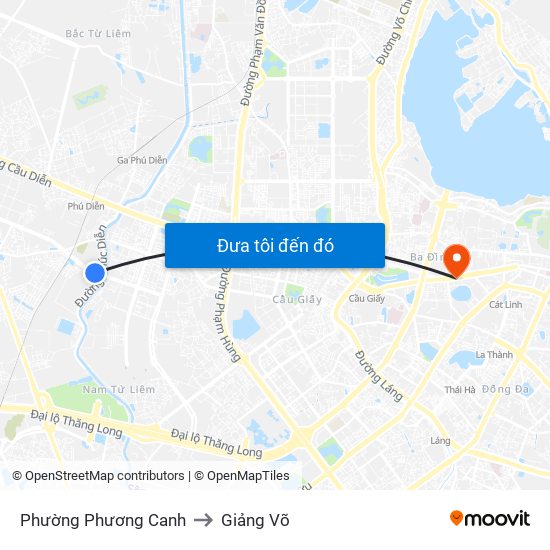 Phường Phương Canh to Giảng Võ map