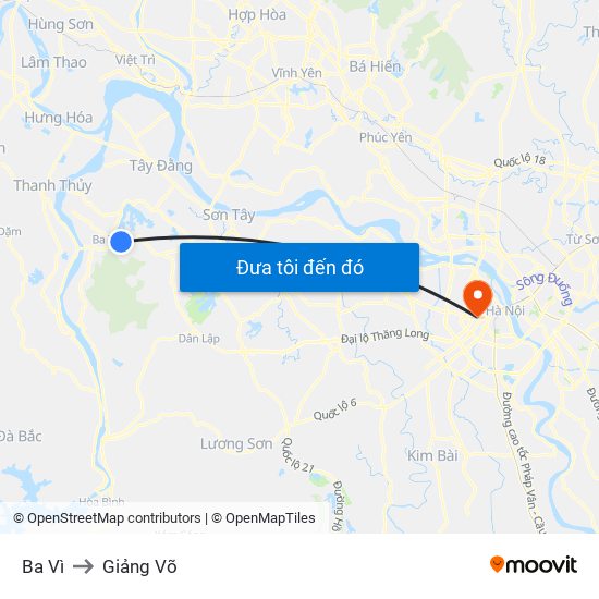 Ba Vì to Giảng Võ map