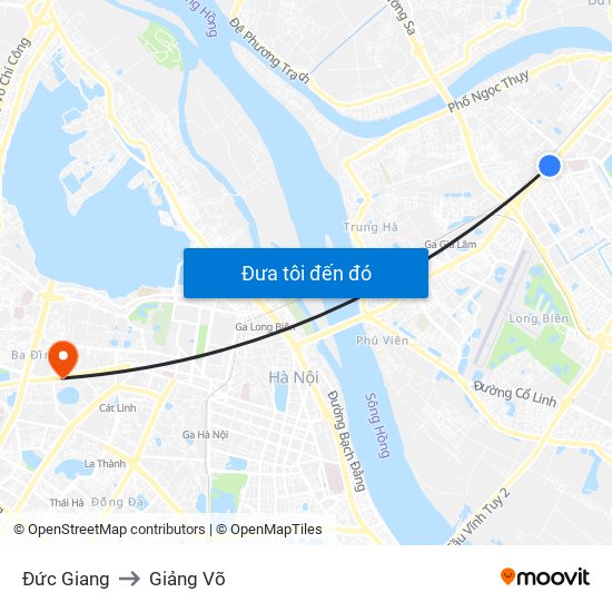 Đức Giang to Giảng Võ map