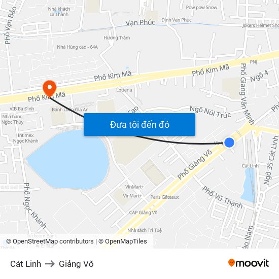 Cát Linh to Giảng Võ map