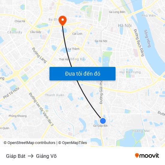 Giáp Bát to Giảng Võ map