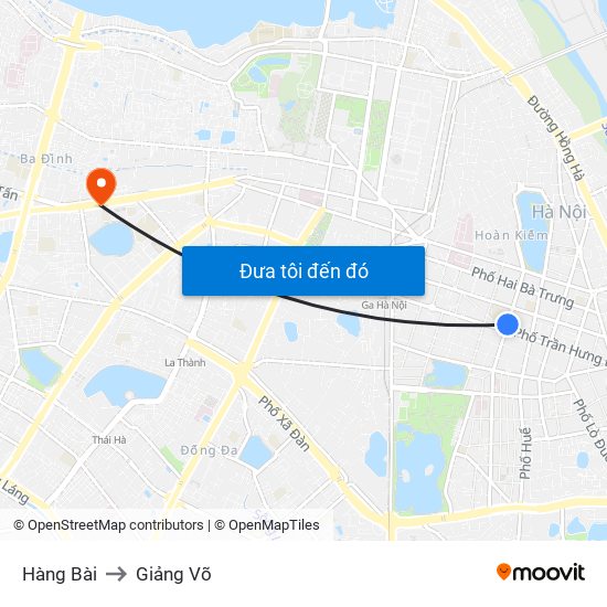 Hàng Bài to Giảng Võ map