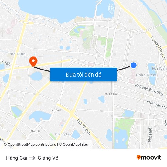 Hàng Gai to Giảng Võ map