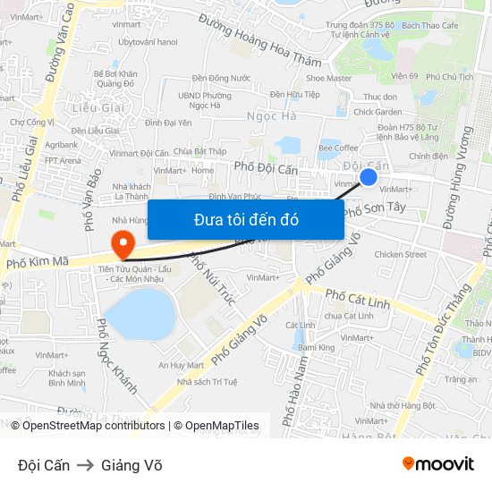 Đội Cấn to Giảng Võ map