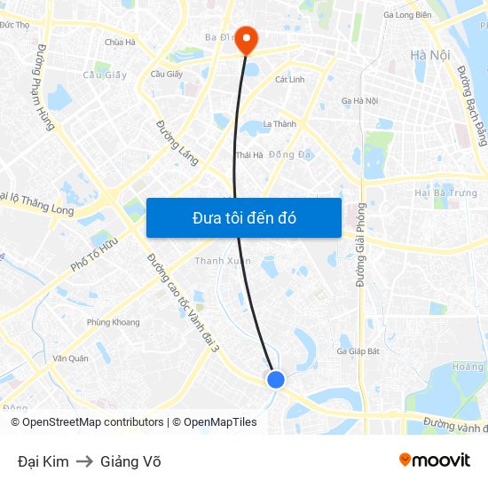 Đại Kim to Giảng Võ map