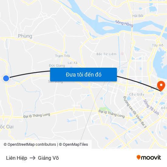 Liên Hiệp to Giảng Võ map