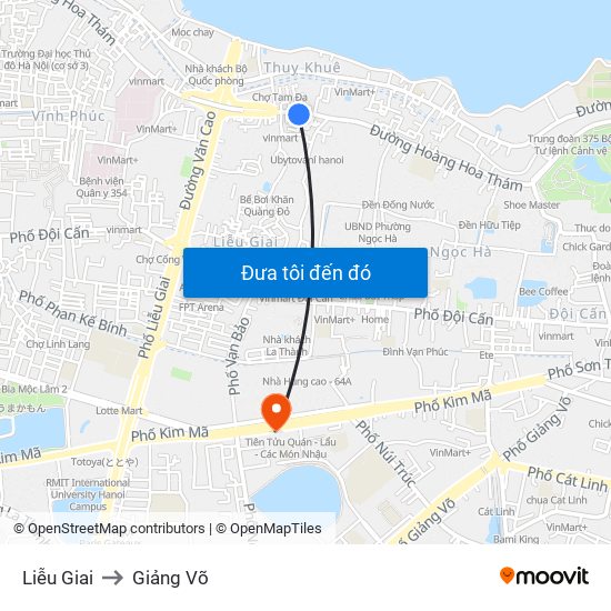 Liễu Giai to Giảng Võ map