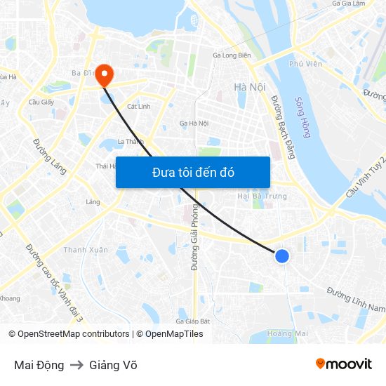 Mai Động to Giảng Võ map