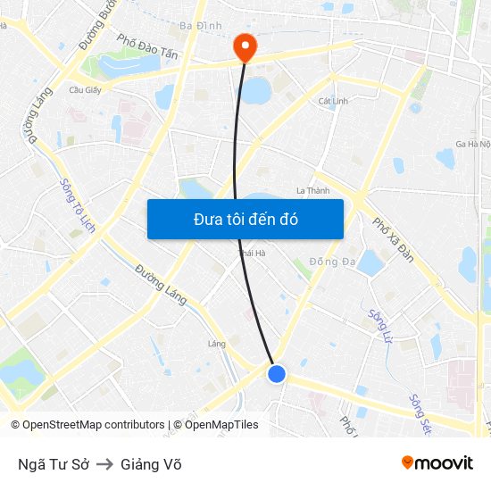 Ngã Tư Sở to Giảng Võ map