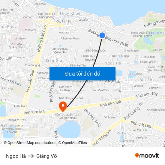 Ngọc Hà to Giảng Võ map