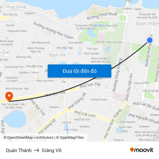 Quán Thánh to Giảng Võ map