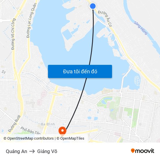 Quảng An to Giảng Võ map