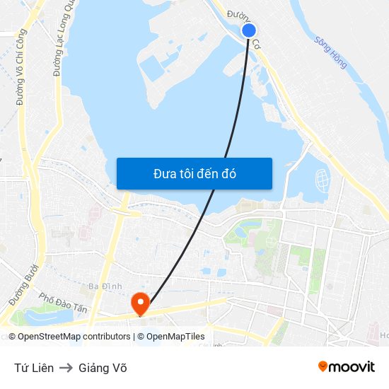 Tứ Liên to Giảng Võ map