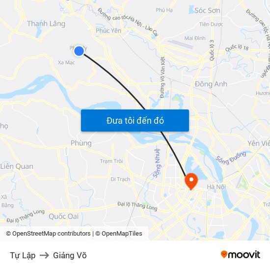 Tự Lập to Giảng Võ map