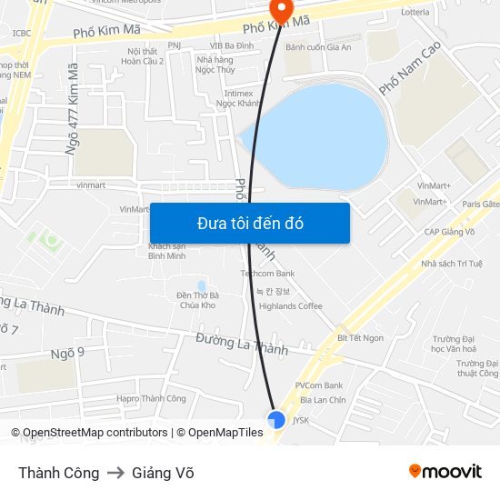 Thành Công to Giảng Võ map