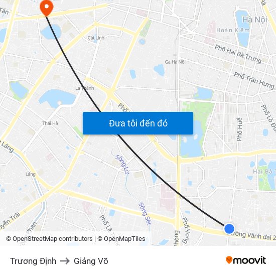 Trương Định to Giảng Võ map