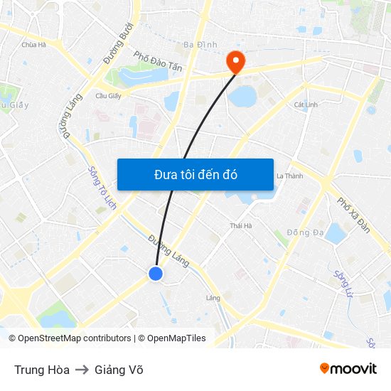 Trung Hòa to Giảng Võ map