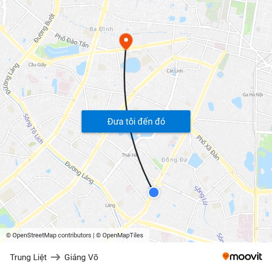 Trung Liệt to Giảng Võ map
