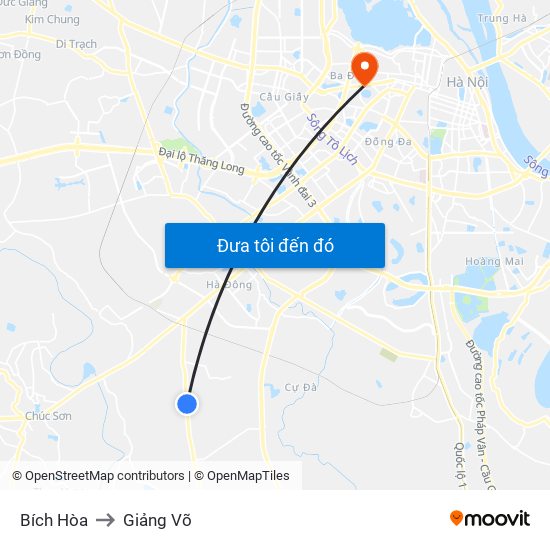 Bích Hòa to Giảng Võ map