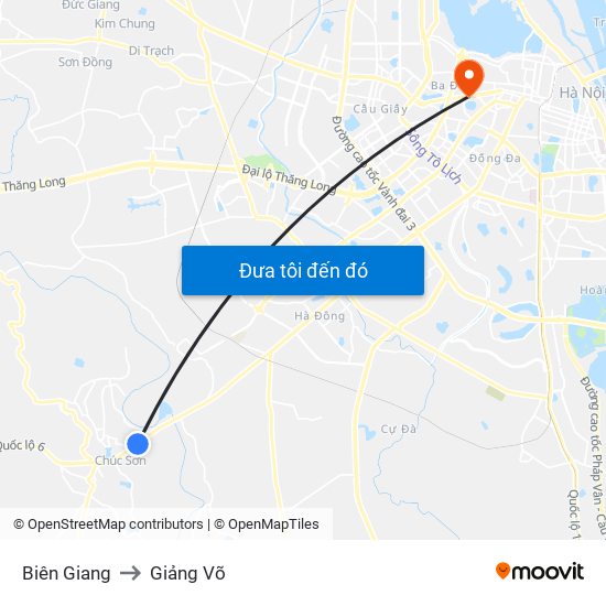 Biên Giang to Giảng Võ map