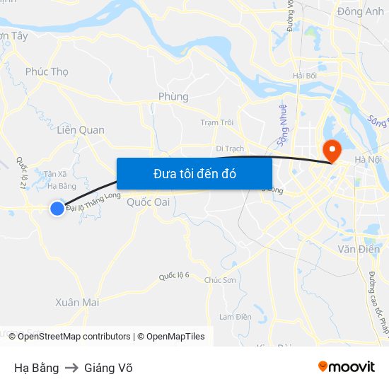 Hạ Bằng to Giảng Võ map